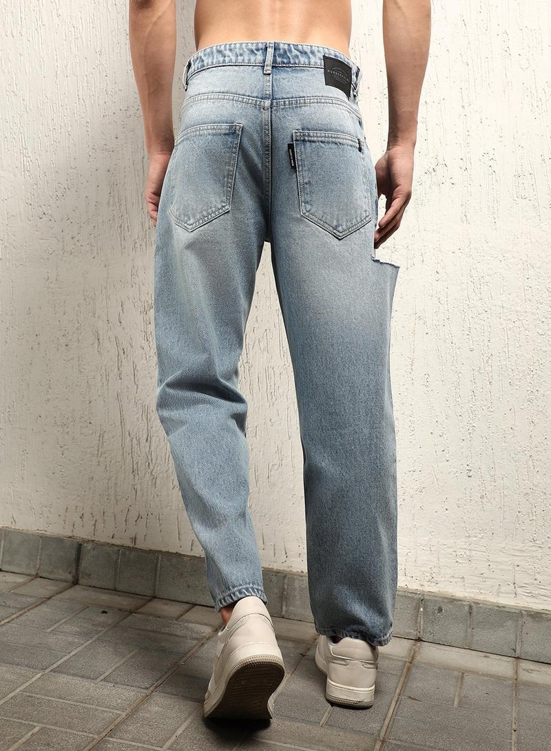 Relaxed Fit Heavy Fade Clean Look Cotton Jeans for Men