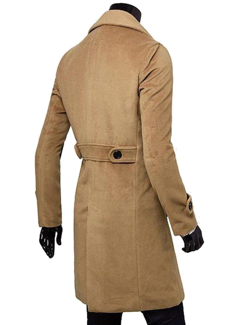 Long Trench Woolen Coat Brown