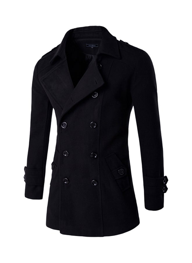 Double Breasted Trench Coat Black