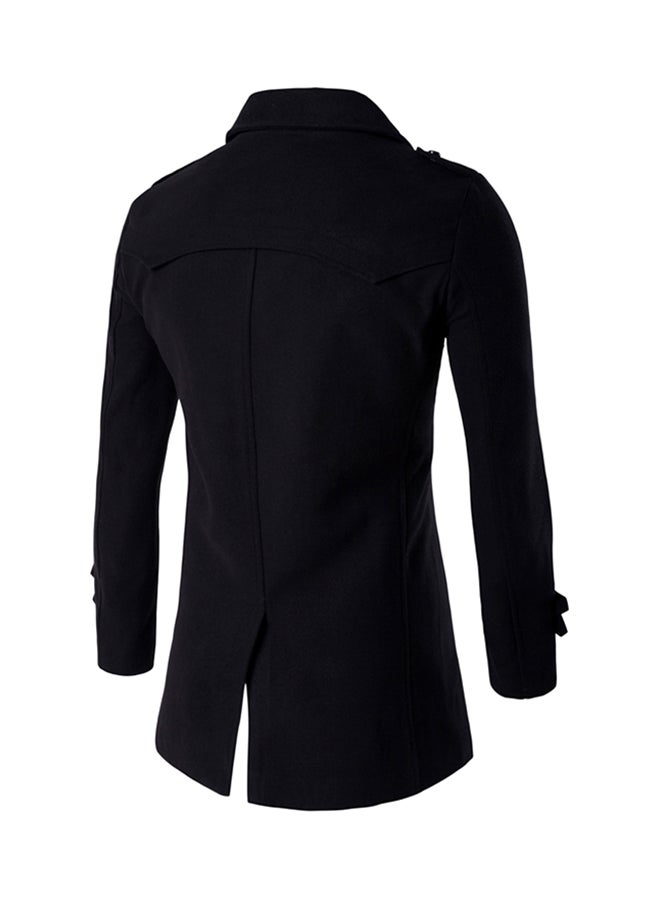 Double Breasted Trench Coat Black