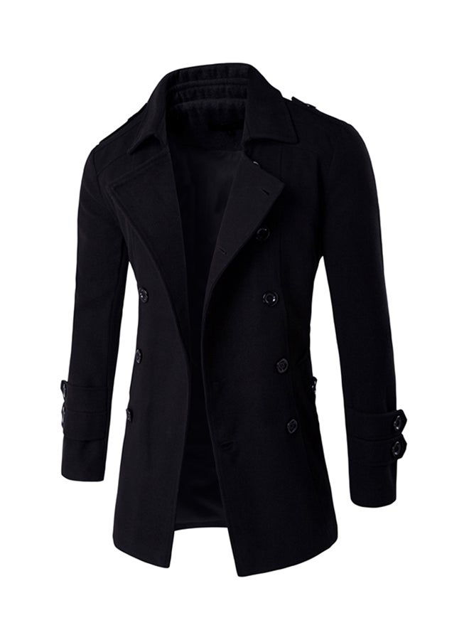 Double Breasted Trench Coat Black