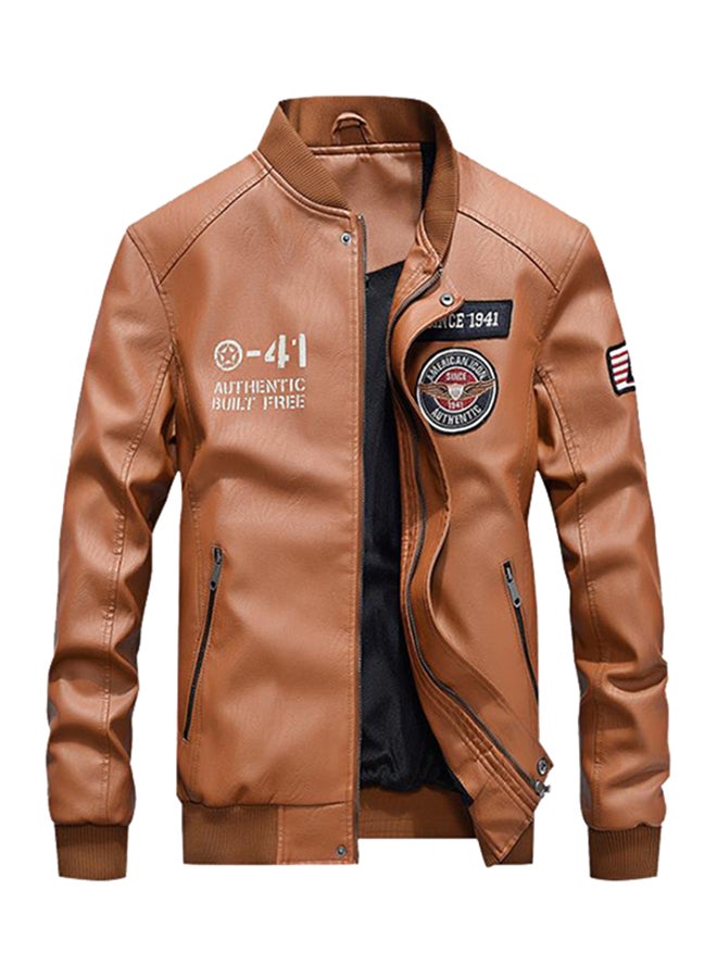 Patch Detail Jacket Brown