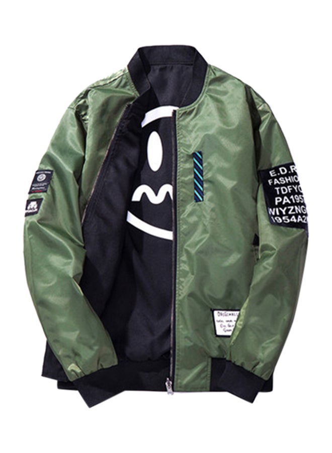 Badge Bomber Jacket Green