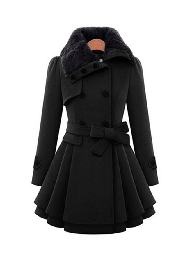 Flared Trench Coat Black