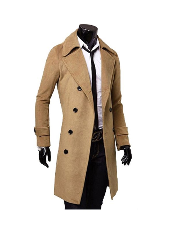 Button Detail Trench Coat Khaki