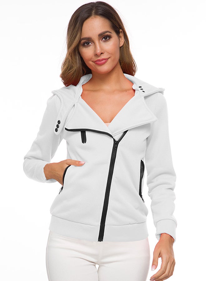 Hooded Zip Through Jacket White