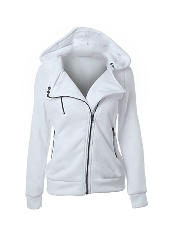 Hooded Zip Through Jacket White