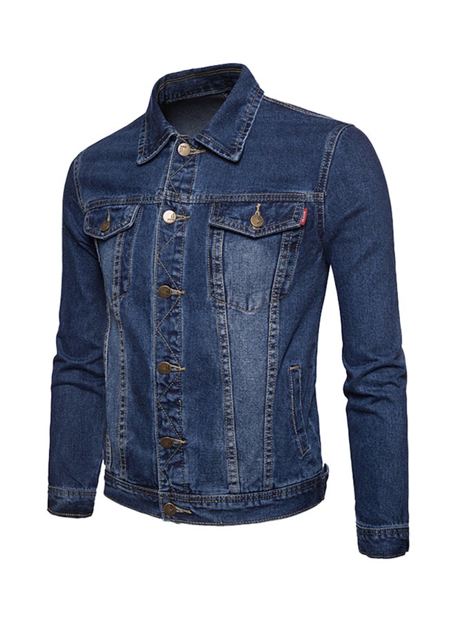 Buttoned Denim Jacket Blue