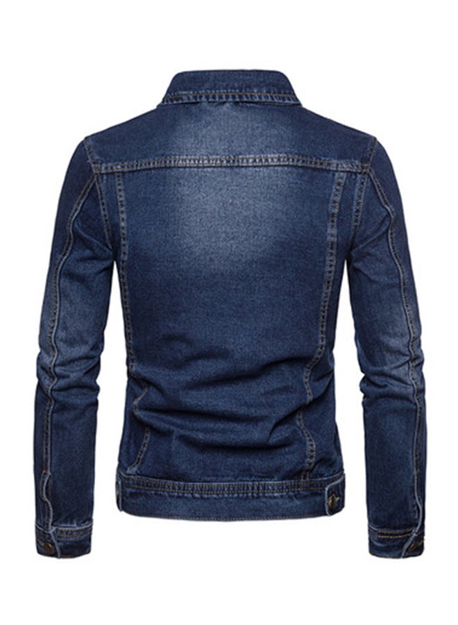 Buttoned Denim Jacket Blue