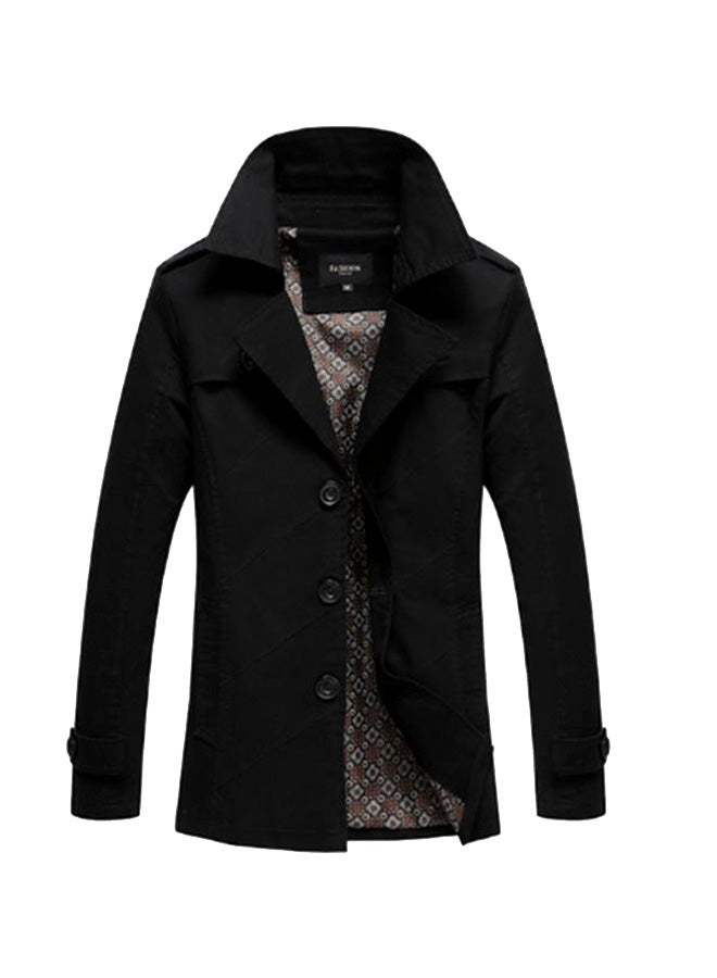 Button Detailed Coat Black