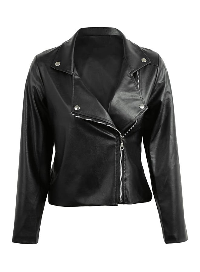 Zip-Up Biker Jacket Black