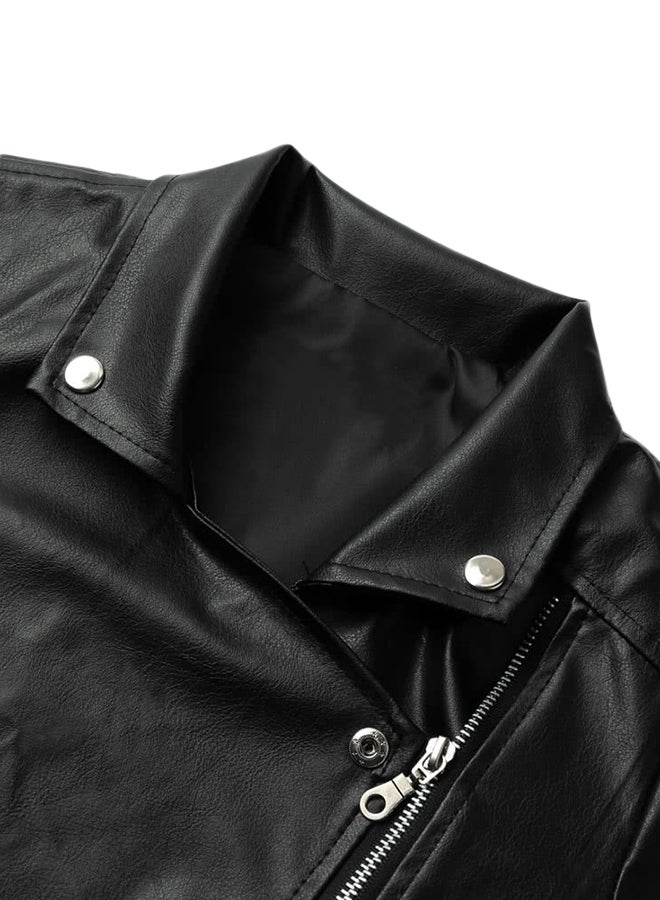 Zip-Up Biker Jacket Black