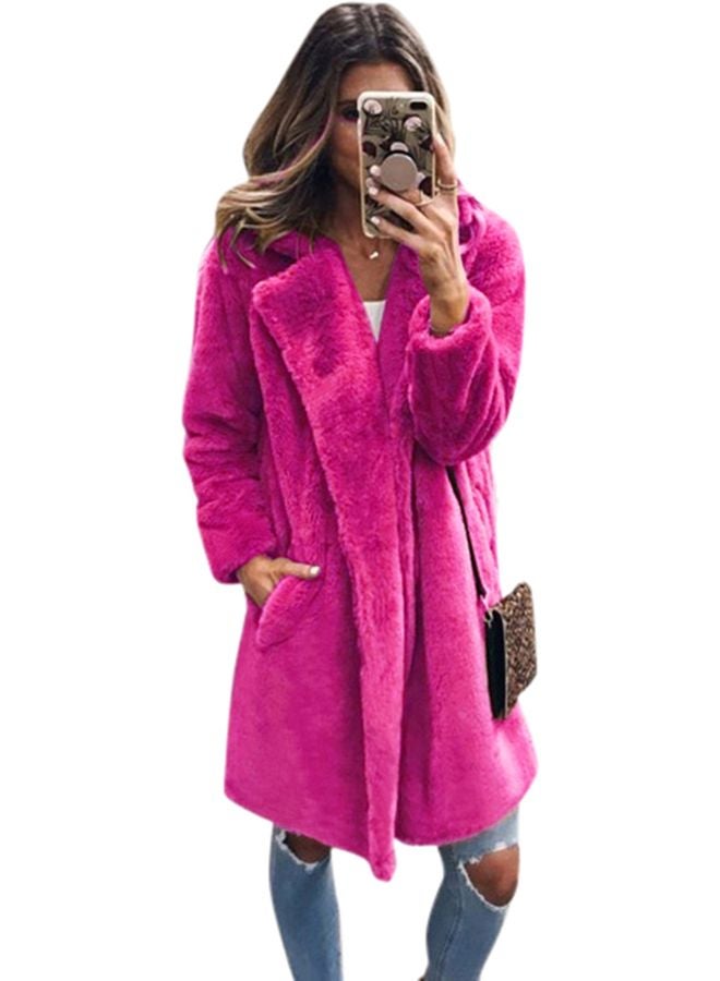 Winter Fluffy Solid Coat Rose