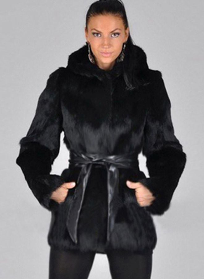 Solid Fluffy Coat Black