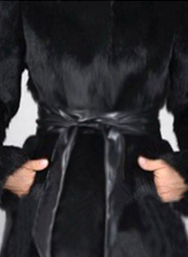 Solid Fluffy Coat Black