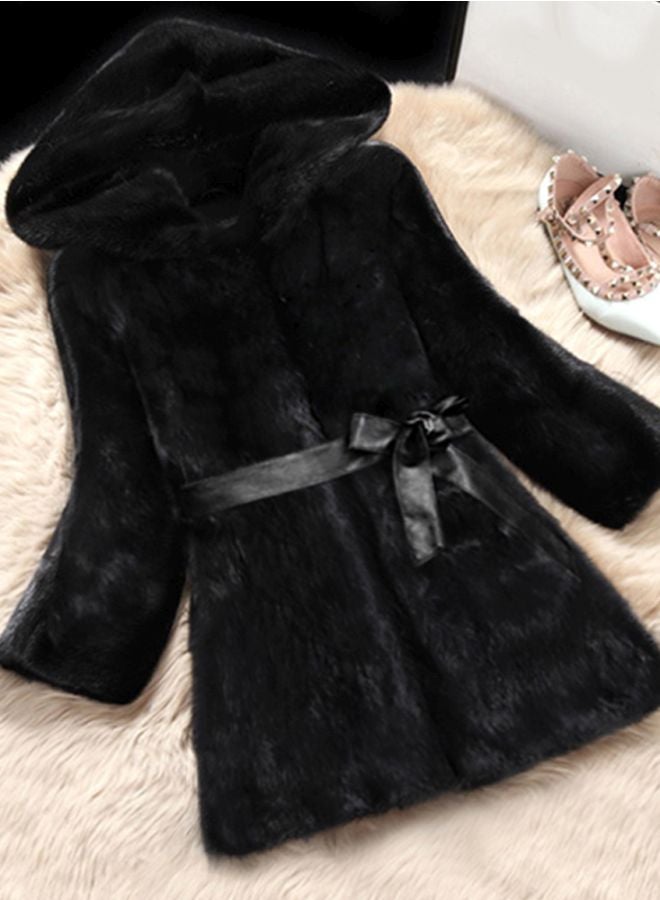 Solid Fluffy Coat Black