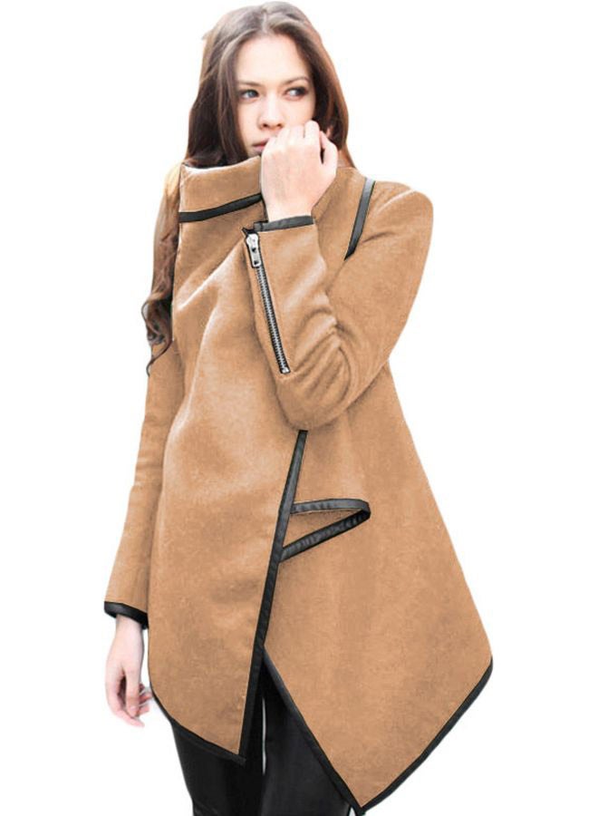 Solid Temperament Overcoat Brown