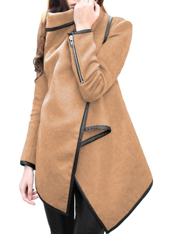 Solid Temperament Overcoat Brown