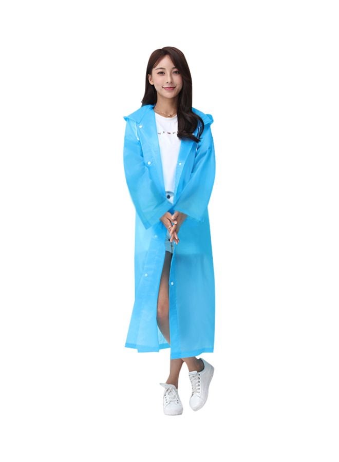 Reusable Hooded Raincoat Blue