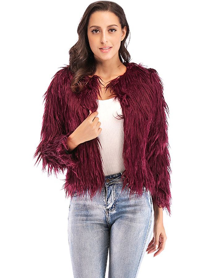 Fluffy Jacket Burgundy