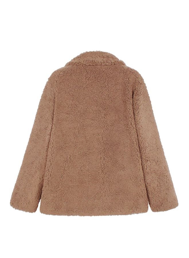 Shaggy Faux Fur Coat Camel