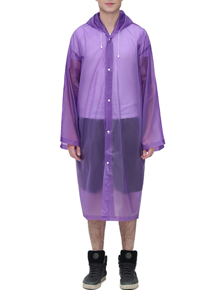 Reusable Hooded Raincoat Purple