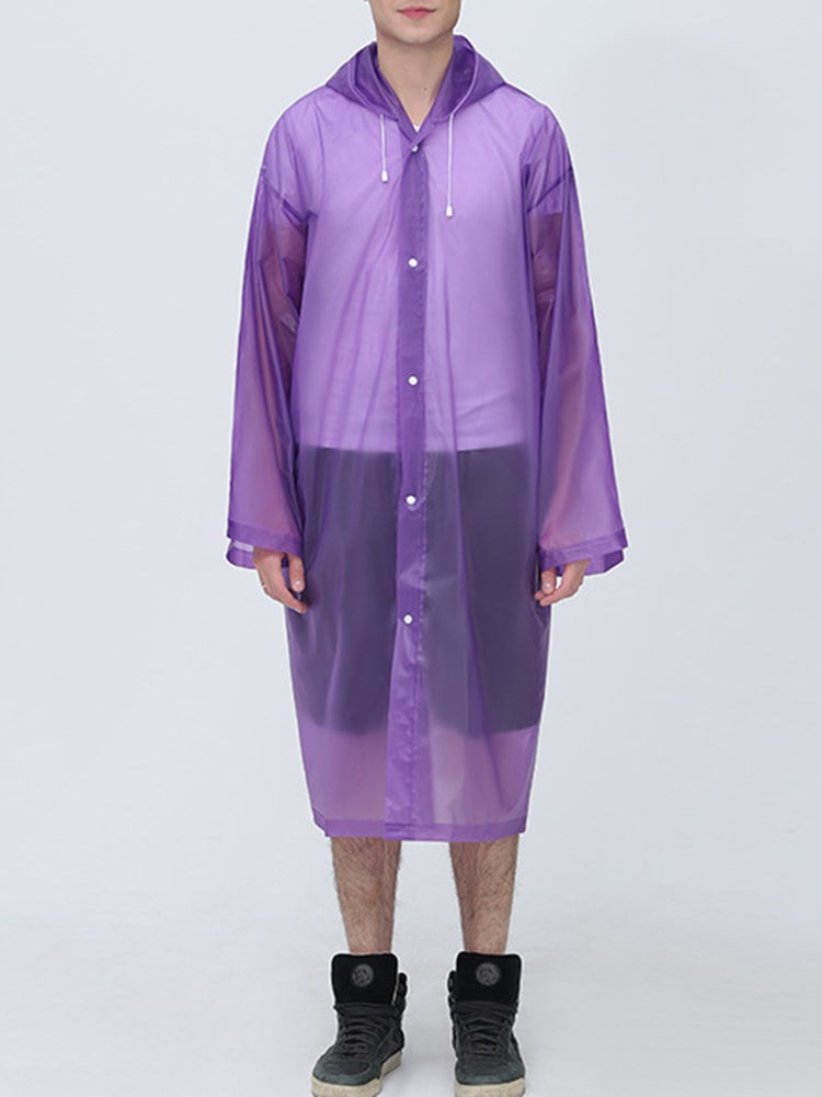 Reusable Hooded Raincoat Purple