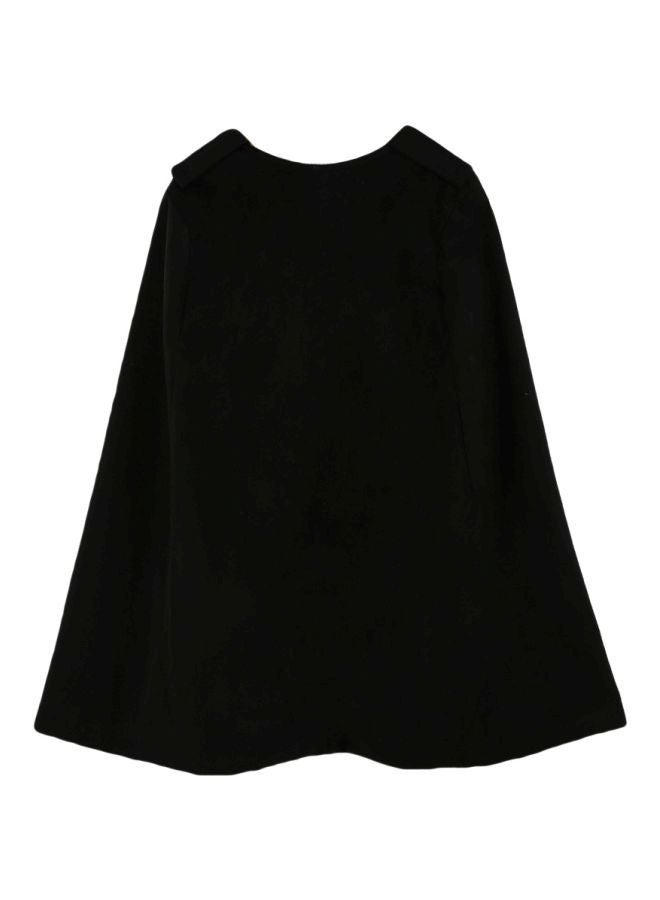 Solid Cape Coat Black