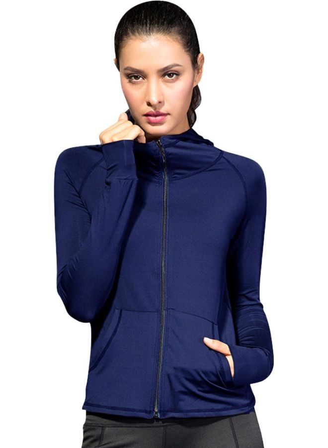 Full-Zippered Running Jacket Dark Blue