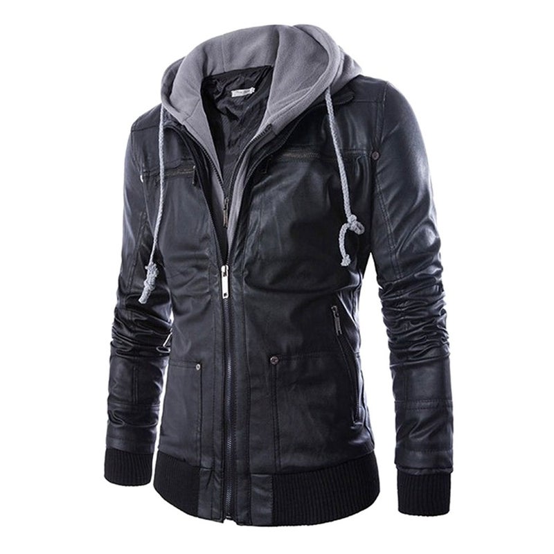 Hoodie Detachable Motorcycle Jacket Black