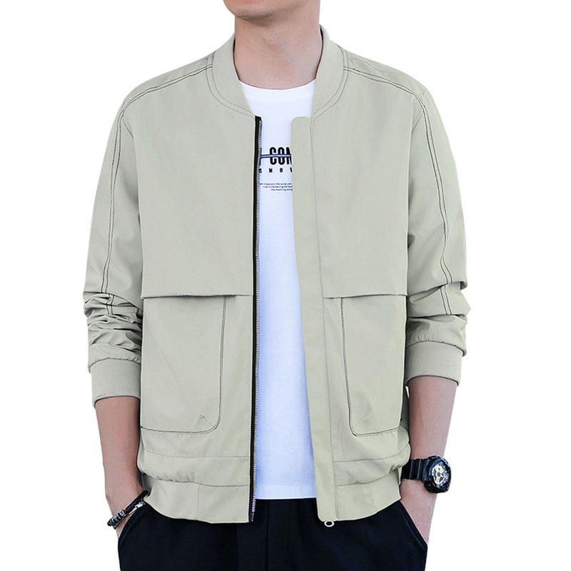 Long Sleeve Bomber Jacket Beige