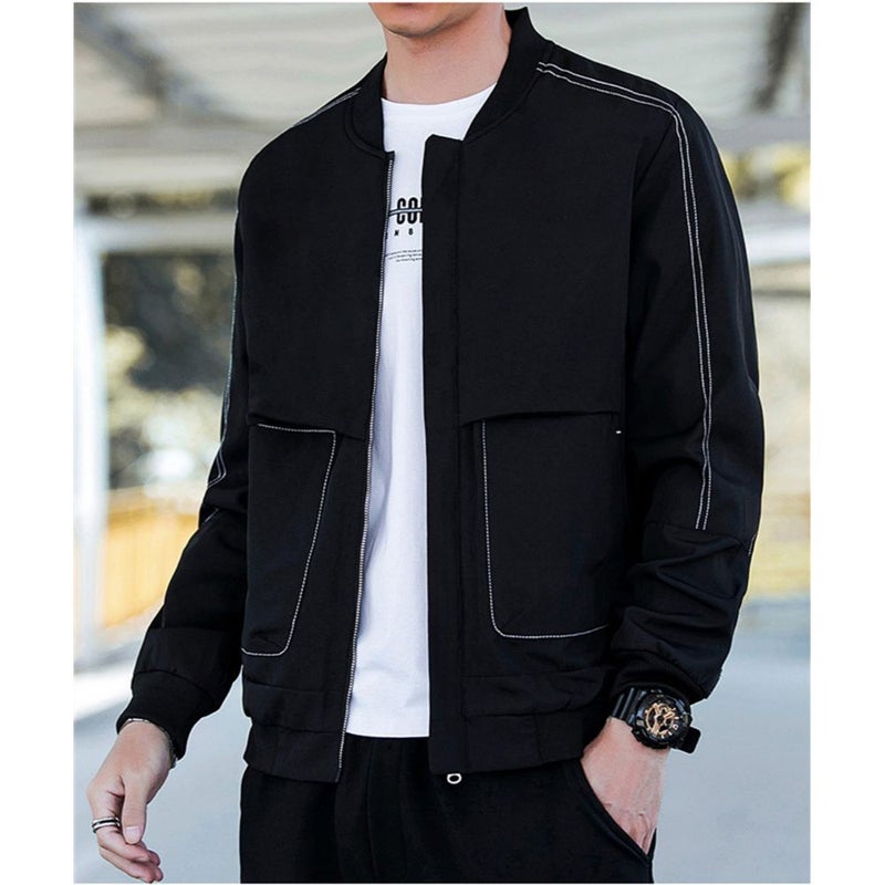 Long Sleeve Bomber Jacket Black