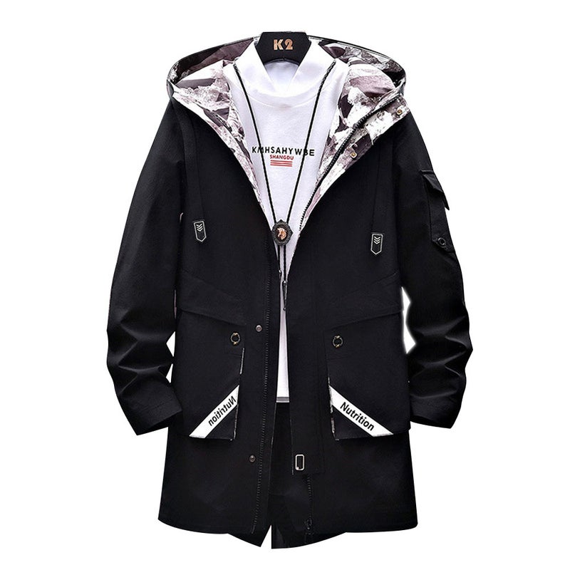 Hoodie Mid Length Windshield Jacket Black