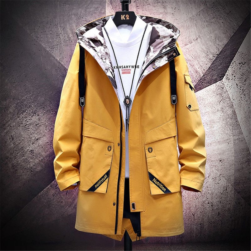 Hoodie Mid Length Windshield Jacket Yellow