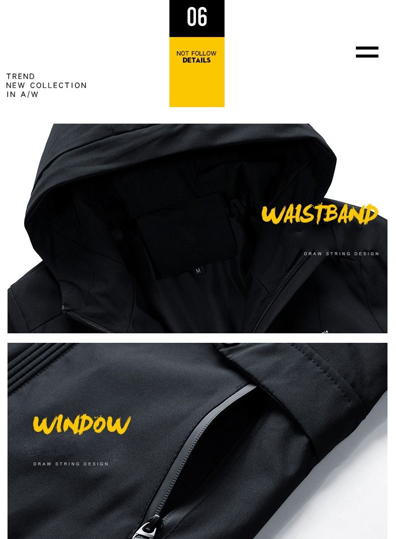 Men's Hooded Coat Jacket Windbreaker Top Plus Size