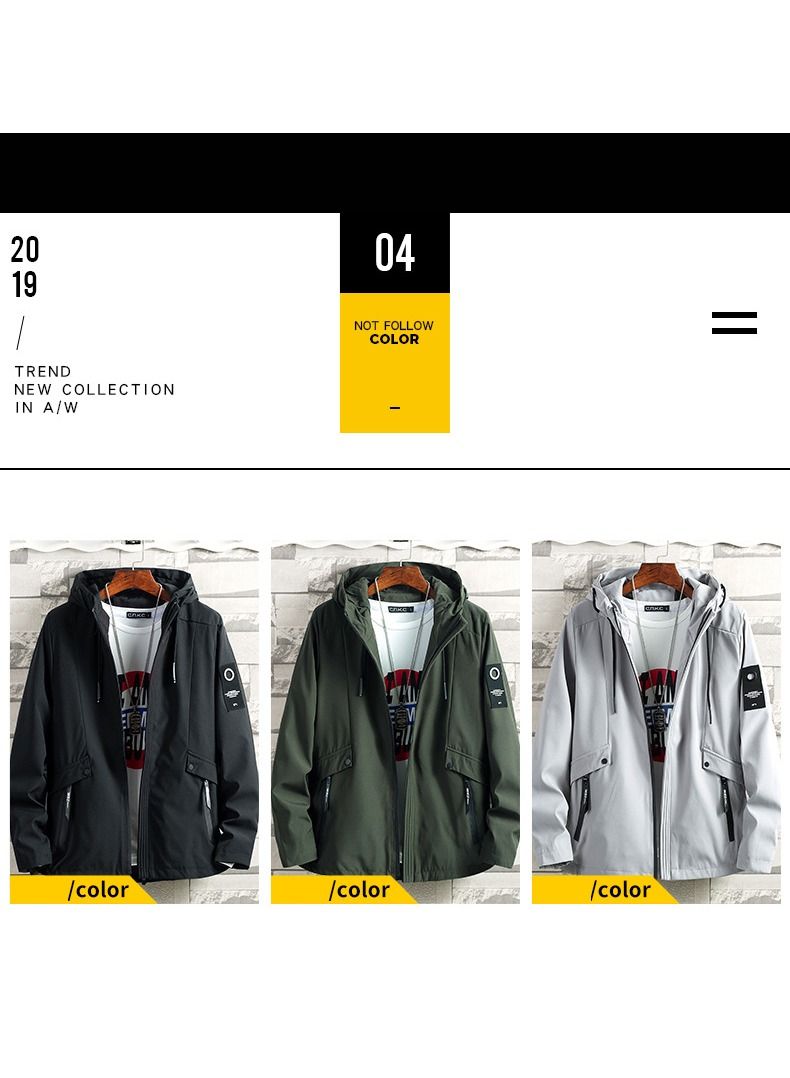 Men's Hooded Coat Jacket Windbreaker Top Plus Size