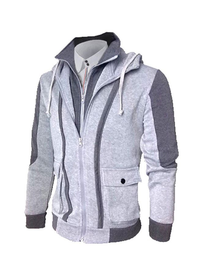 Slim Fit Jacket Light Grey/White