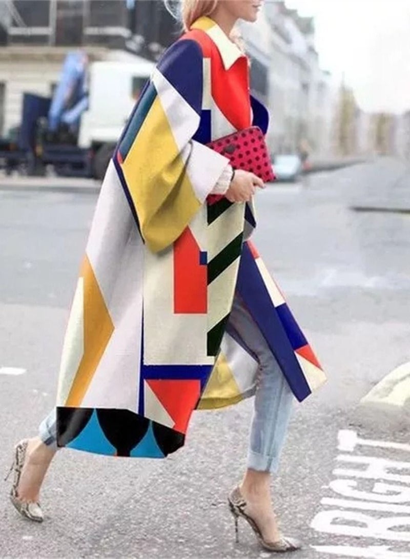 Long Flared Sleeve Jacket Loose Trench Coat Multicolour