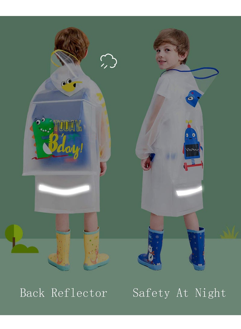 Hooded Rain Poncho Girls Boys Raincoat  Durable Waterproof Windbreaker Kids Student Rainwear Transparent Cartoon Children Schoolbag Jacket Coat