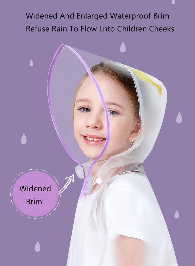 Boys Girls Hooded Rain Poncho, Durable Waterproof Windbreaker Kids Raincoat Student Rainwear Transparent Kids Cartoon Raincoat Children's Schoolbag Waterproof Rain Jacket Coat Boys and Girls Raincoat