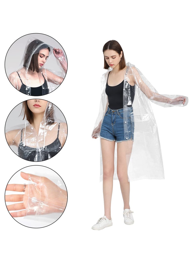 Rain Ponchos Raincoat Fashion Reusable Eva Transparent Raincoats With Hood For Adults Clear Raincoat For Women And Men