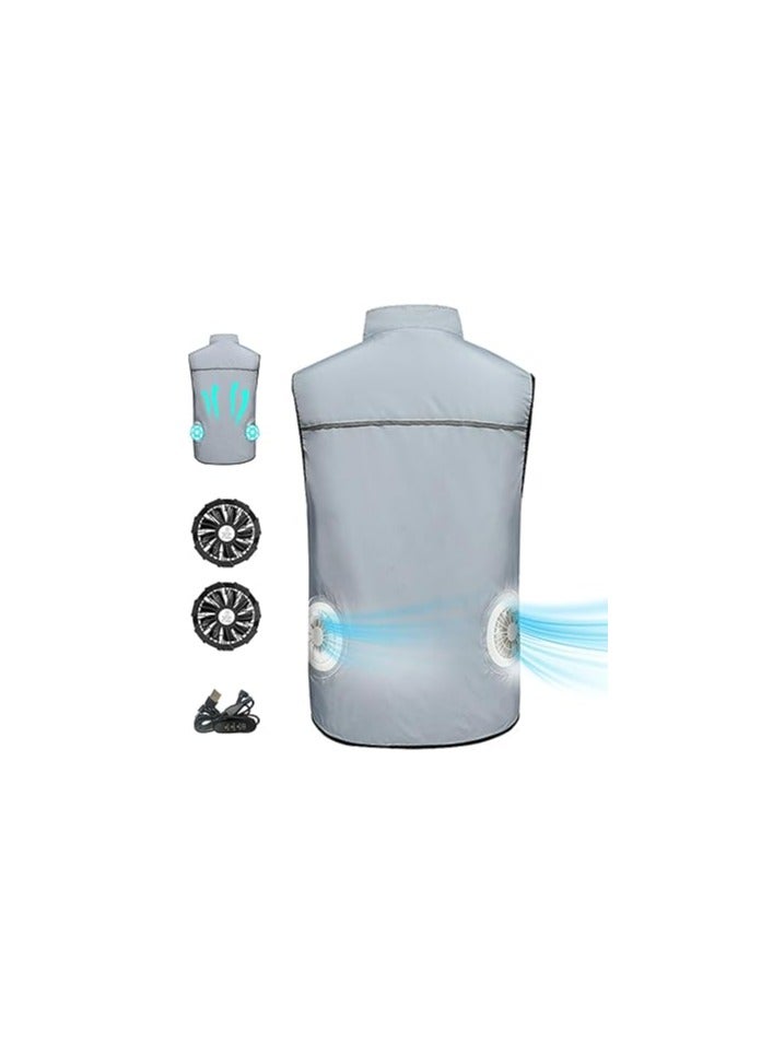 Cooling Vest with 2 USB Fans, 3-Speed Air Conditioning, Breathable and Sun-Protective Jacket for Outdoor Work and Sports (XL) - Ideal Fan Cooling Jacket for Comfort and Performance.