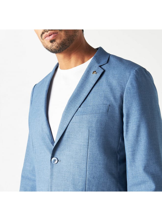 Iconic Textured Notch Lapel Blazer with Pockets