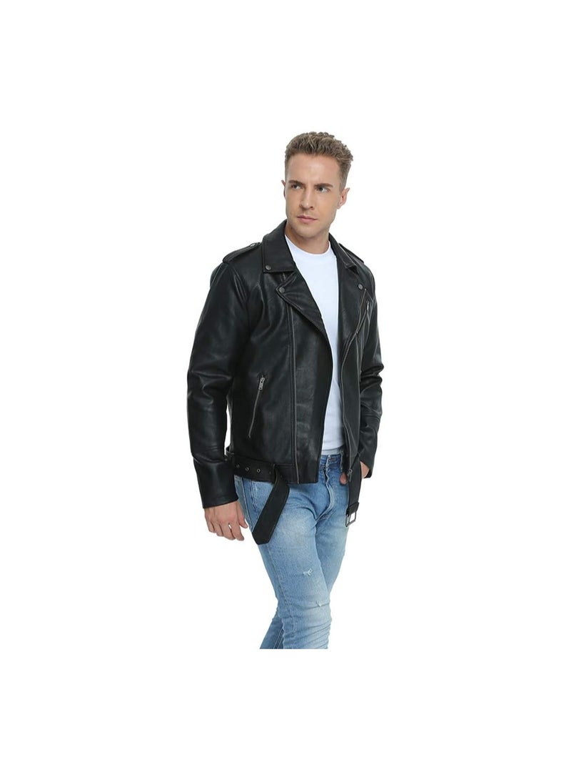 MENS BLACK MOTORCYCLE JACKET-BLACK BOMBER  JACKET