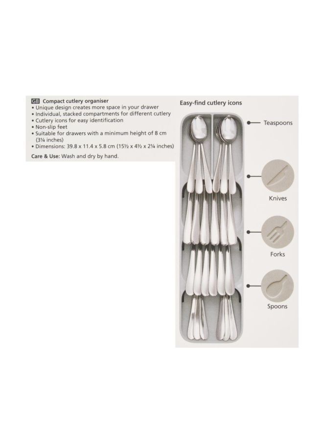 Plastic Cutlery Organiser Beige/Green 39.8x11.4x5.8centimeter