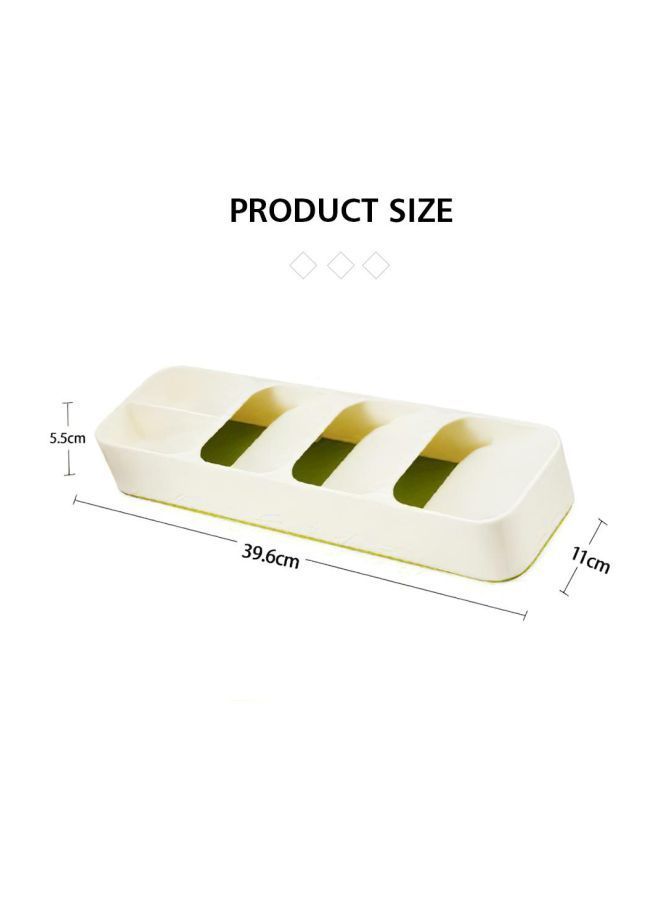 Plastic Cutlery Organiser Beige/Green 39.8x11.4x5.8centimeter