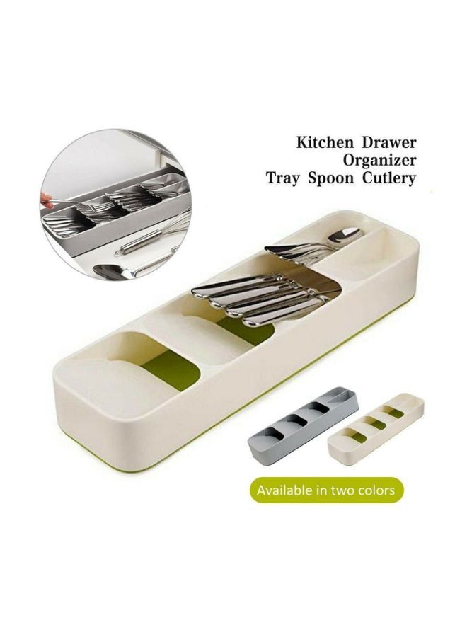 Plastic Cutlery Organiser Beige/Green 39.8x11.4x5.8centimeter