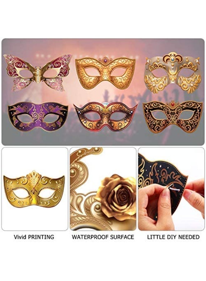 Blulu 12 Pcs Mardi Gras Masquerade Mask Paper Masquerade Masks Carnival Prom Venetian Masks Half Retro Masquerade Mask Mardi Gras Christmas Costume Fancy Dress Party Supplies(Stylish Style)