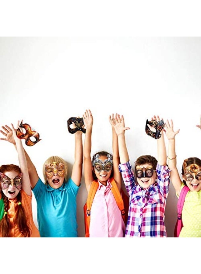 Blulu 12 Pcs Mardi Gras Masquerade Mask Paper Masquerade Masks Carnival Prom Venetian Masks Half Retro Masquerade Mask Mardi Gras Christmas Costume Fancy Dress Party Supplies(Stylish Style)