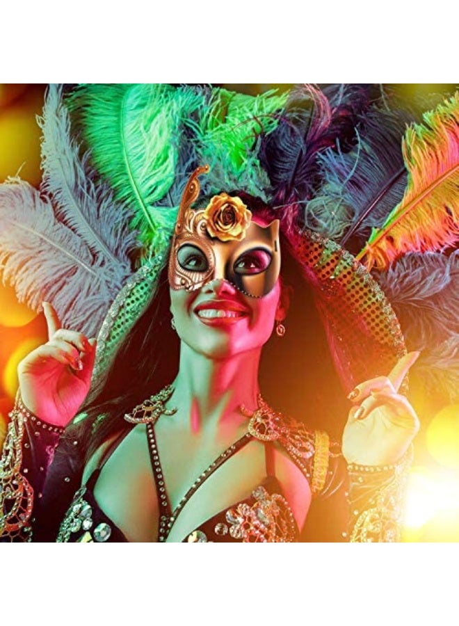 Blulu 12 Pcs Mardi Gras Masquerade Mask Paper Masquerade Masks Carnival Prom Venetian Masks Half Retro Masquerade Mask Mardi Gras Christmas Costume Fancy Dress Party Supplies(Stylish Style)